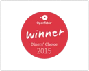 A red circle with the words " winner diners ' choice 2 0 1 5 ".